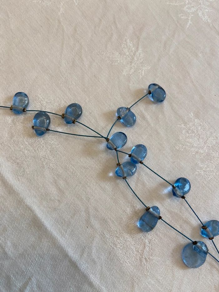 Collier façon rivière de perles, perles de verre bleues - photo numéro 2