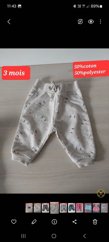 Pantalon beige fille 3 mois 