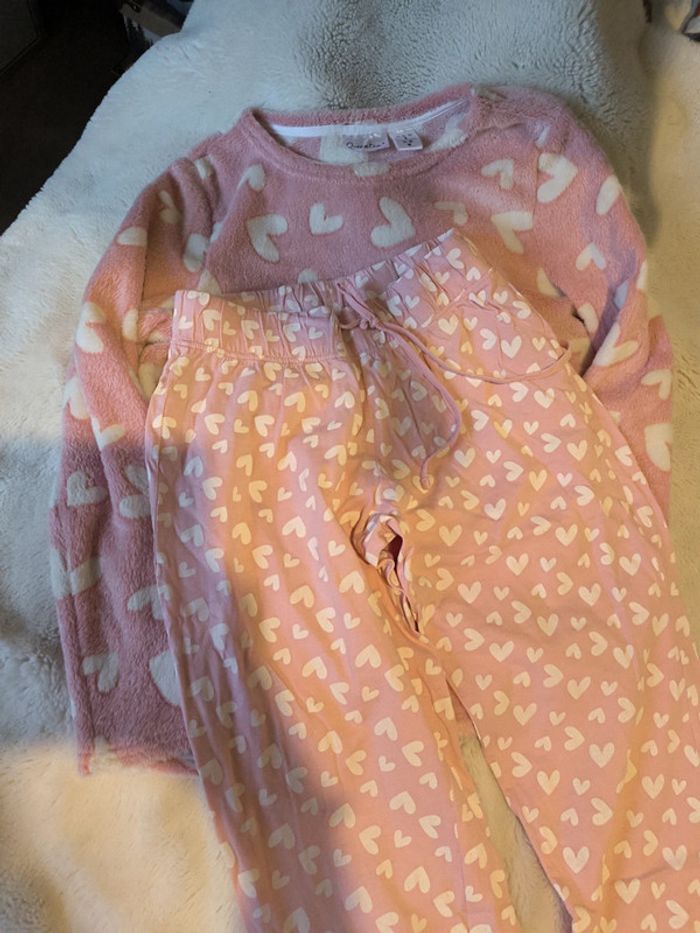 Pyjama fille rose et blanc cœurs - photo numéro 4