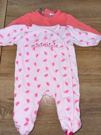 Lot de 2 pyjamas 0/1mois 