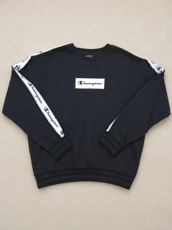 Sweat Champion noir taille M bandes logo manches