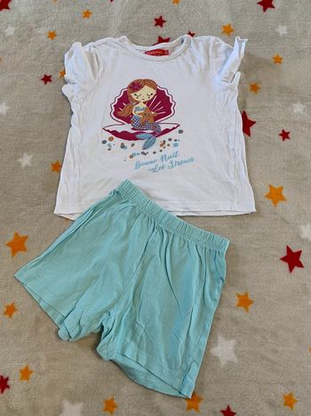 Pyjama short Tissaia blanc et bleu 5 ans