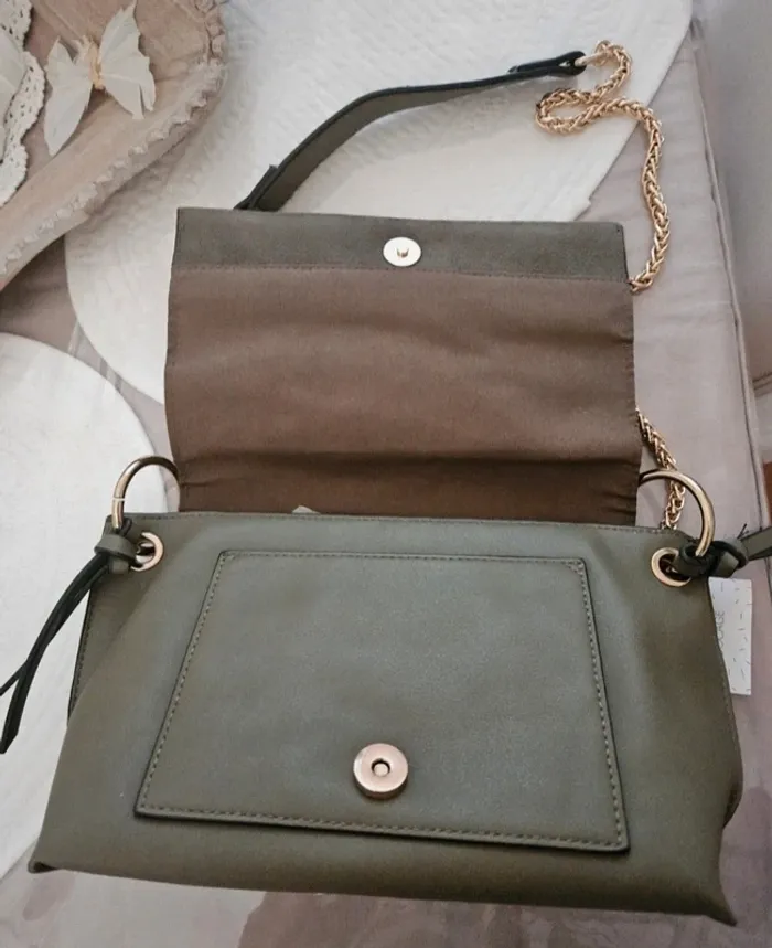 Sac à main kaki avec chaînette Bocage - photo numéro 4