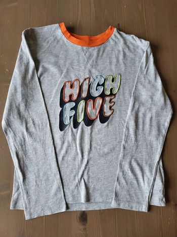 Tee shirt manches longues High Five gris 14 ans Monoprix Teens coton bio