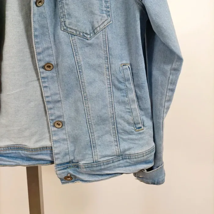 Veste en jean bleu clair style casual taille L (40) coupe droite A1081 - photo numéro 10