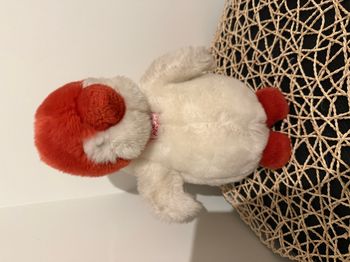 Doudou Peluche Tartine Et Chocolat Pingouin Blanc Rouge 25 Cm