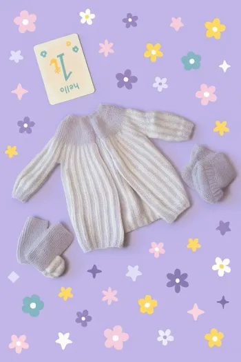 Ensemble tricoté bébé fait main 1 mois