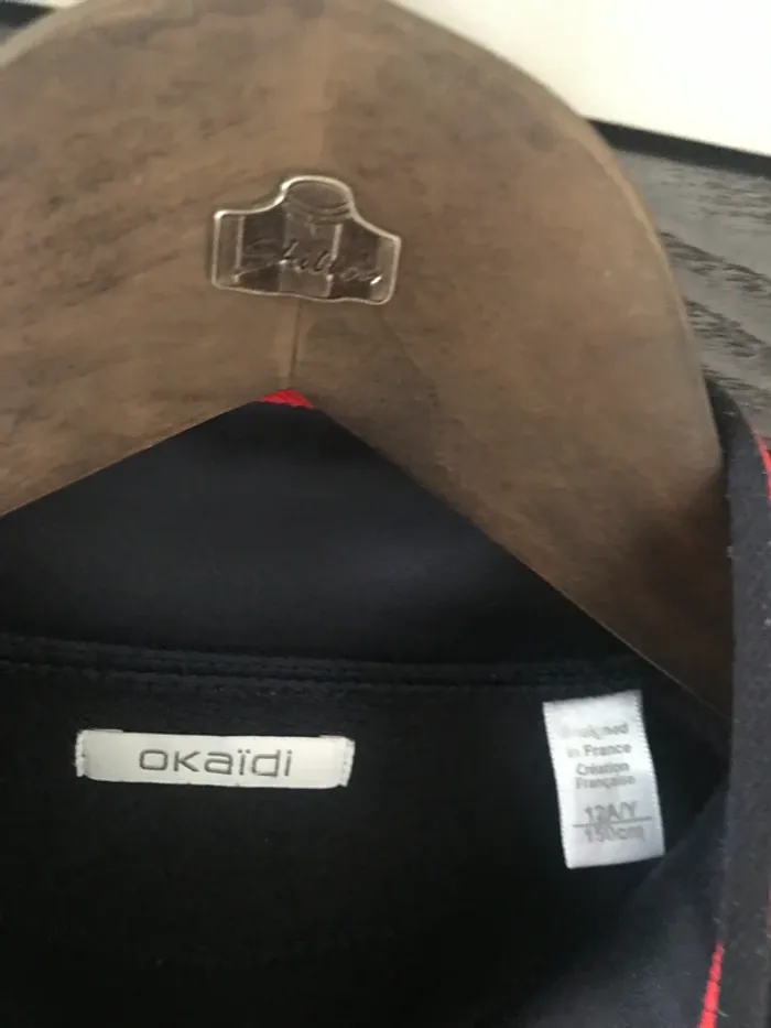 gilet zippé garçon taille 12 ans okaïdi noir et rouge intérieur polaire poches zippées - photo numéro 2