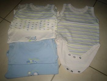 lot de 6 bodies sans manche débardeur 9 mois garçon neuf
