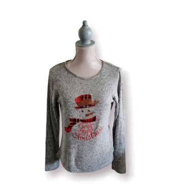 Pull léger gris chiné bonhomme de neige pailleté Orchestra taille 10 ans