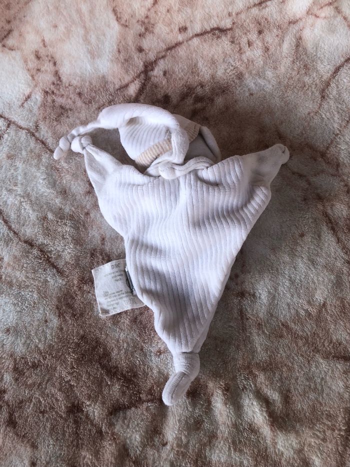 Doudou plat triangle ours blanc mon doudou coton bio BabyNat’ Baby Nat - photo numéro 2