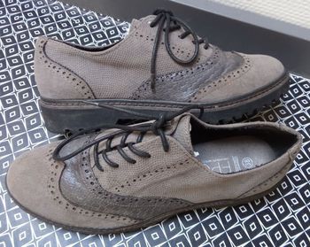 Chaussures,Derbies, basse pour  femme taille 38, hiver grise, noire FPC, lacet