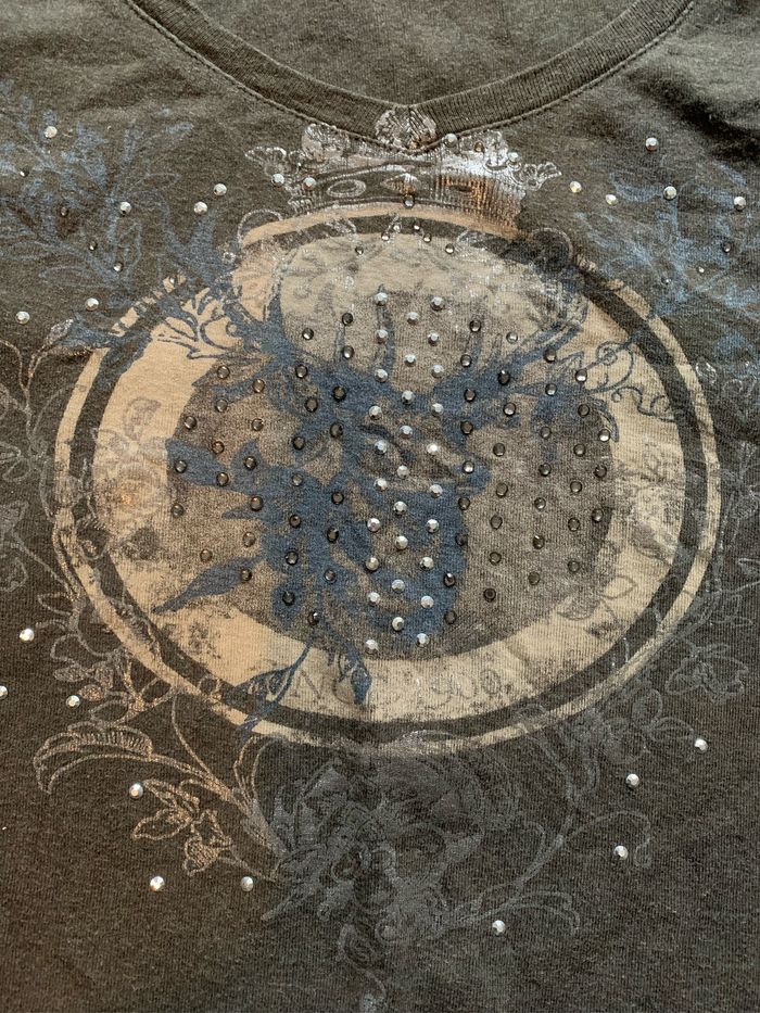 Haut kaki avec strass taille 38/40 - photo numéro 2