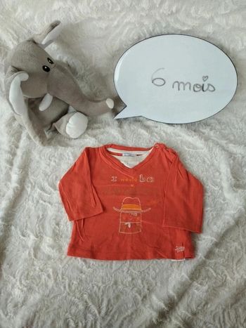 Polo tee shirt chemise manches longues Garçon 6 mois "I would be a cowboy" In Extenso 100% coton