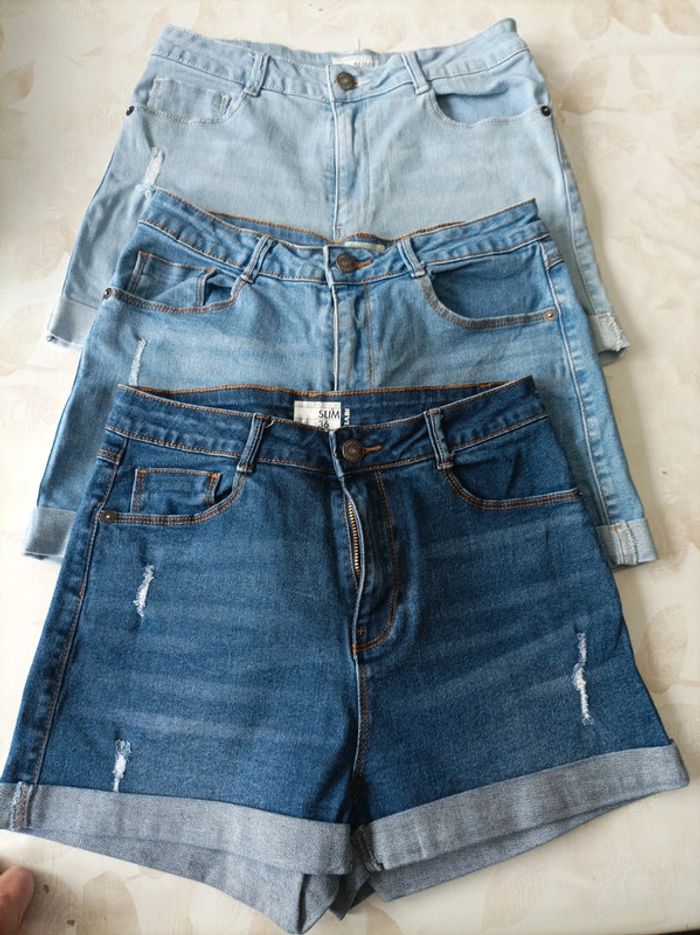 3 shorts jean femme taille 36 kiabi