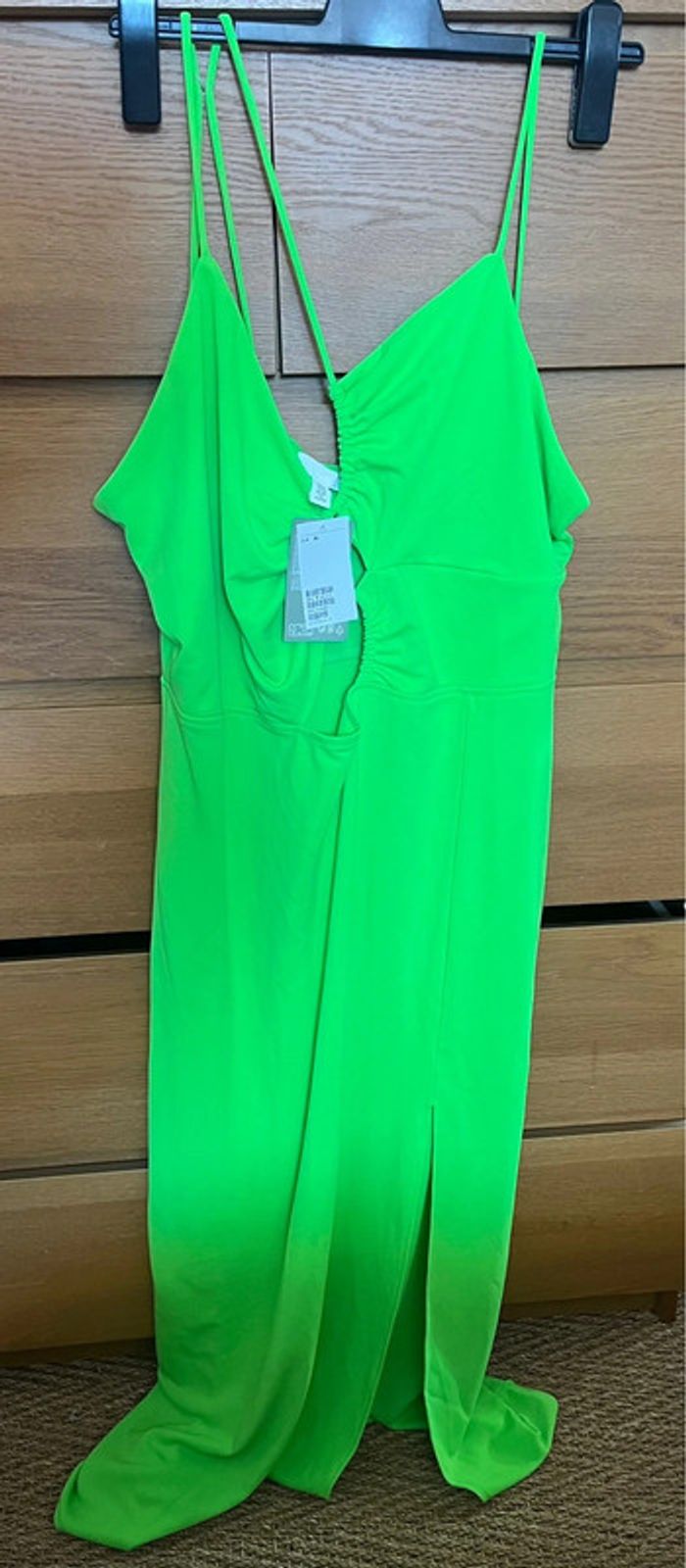 Robe longue vert flou avec fente H&M - photo numéro 3
