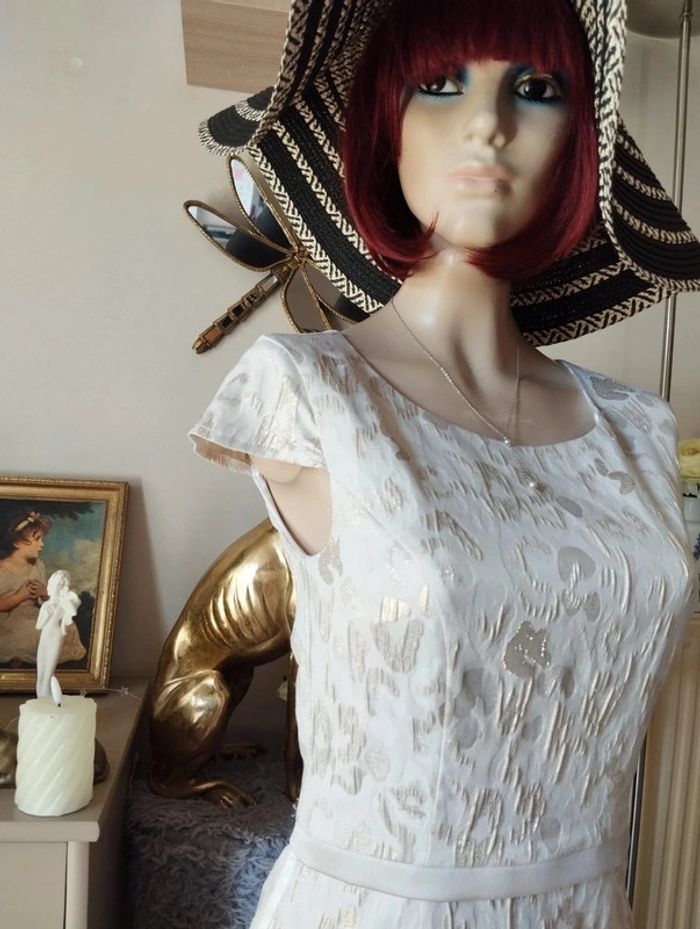 💎Robe Crème & Dorée Motifs Léopard Weise T34/36💕 - photo numéro 3