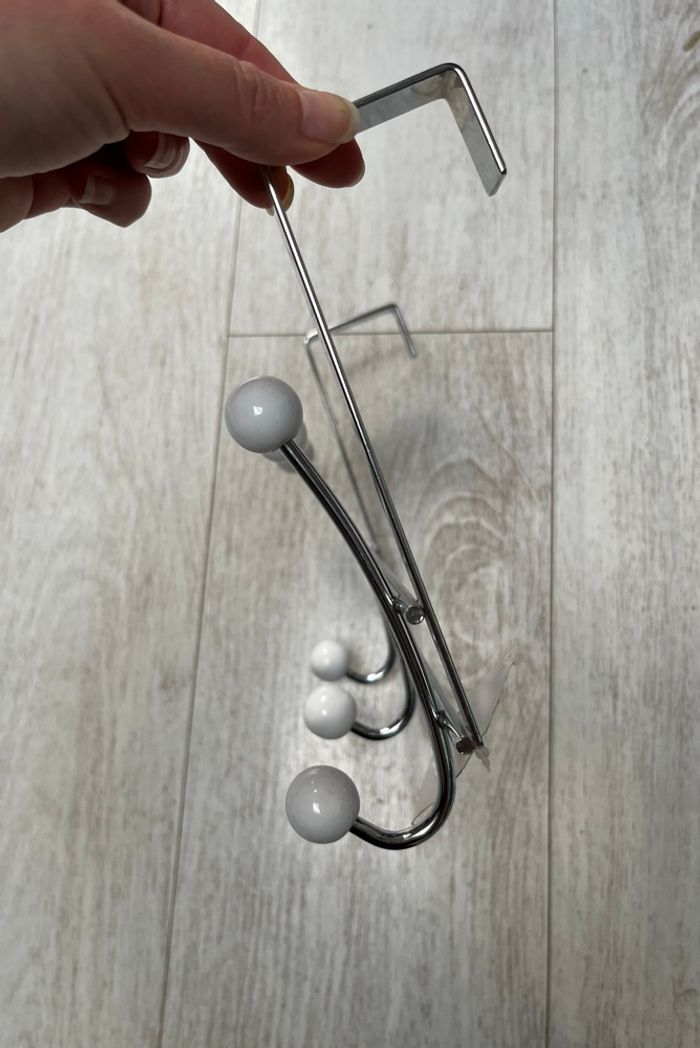 Patère de porte 6 embouts céramiques blancs - photo numéro 2