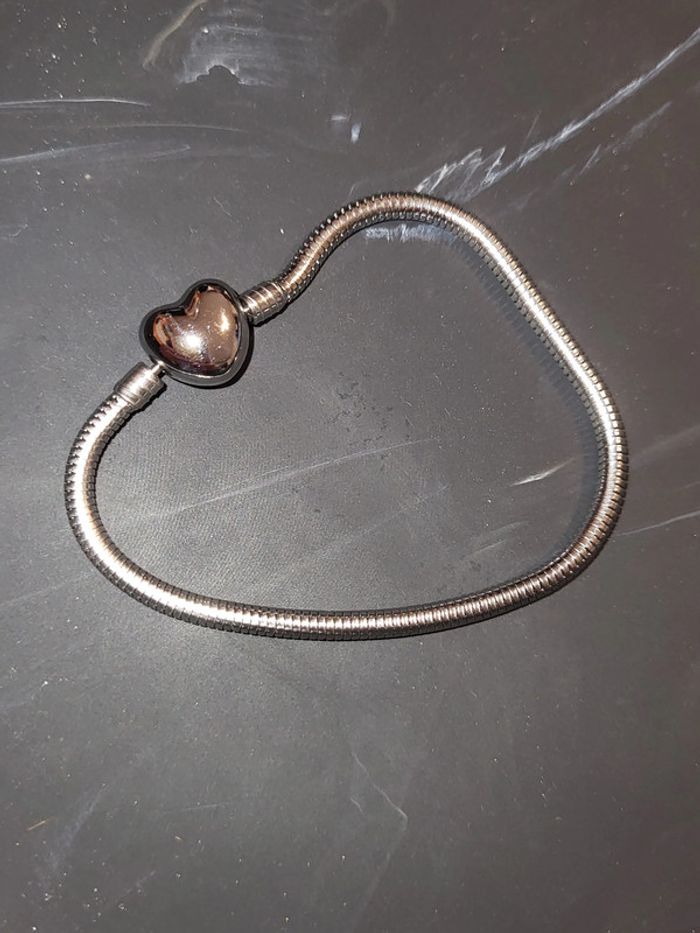 Bracelet en acier inoxydable avec pendentif en forme de cœur pour charms Taille 18