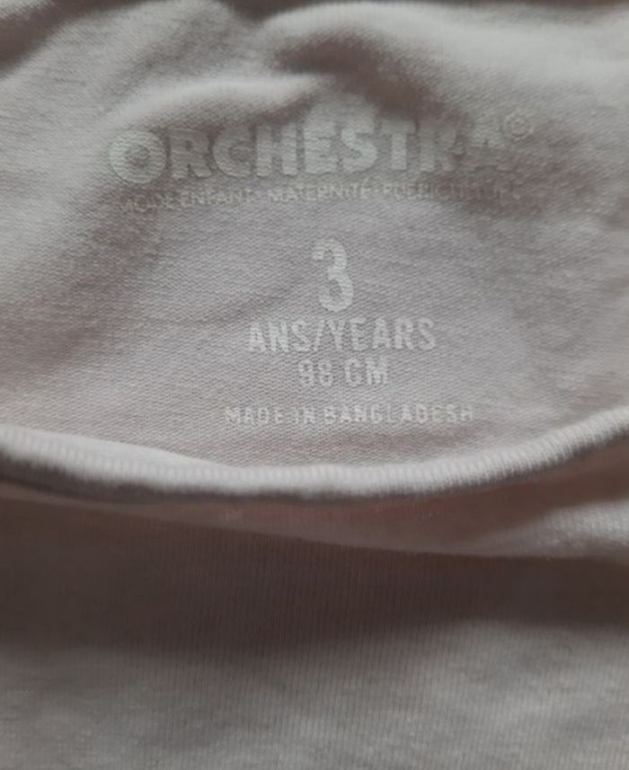 2 maillots de corps manches longues rose pâle et blanc fille - Orchestra - 3 ans - photo numéro 3