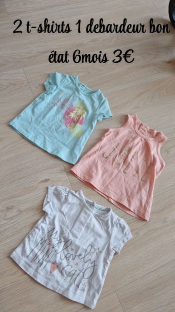 2 t-shirts 1 debardeur 6mois 