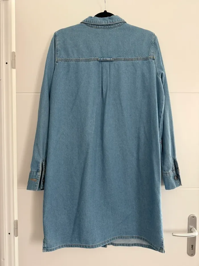 Robe jean manches fluide léger tunique bleu poches Kleid dress Vestido Vestito jurk jumpsuit femme - photo numéro 2