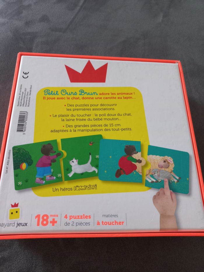 Puzzle petit ours brun mon premier puzzle à toucher les animaux - photo numéro 3