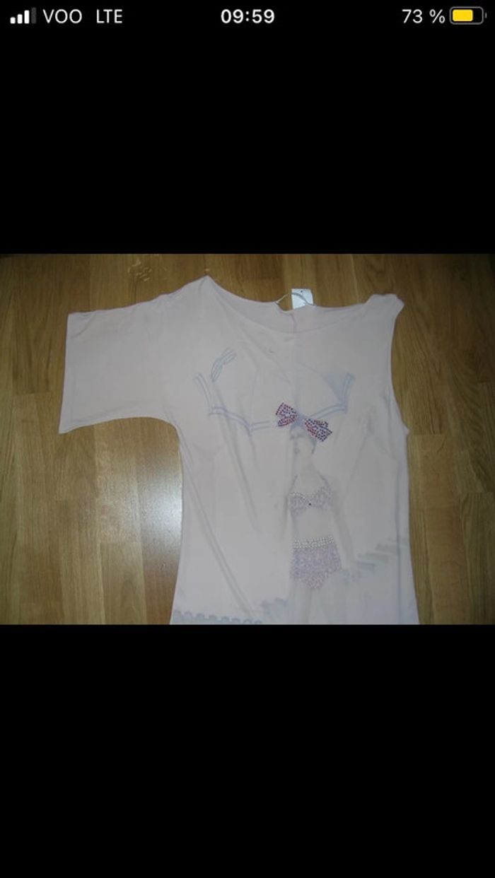 Robe tunique rose pâle a motifs neuve 40=L - photo numéro 2