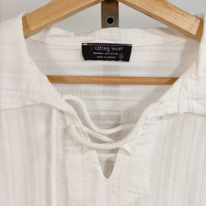 Tunique blanche col lacé Destiny Wear en coton bambou 100 % taille XL A843 - photo numéro 5