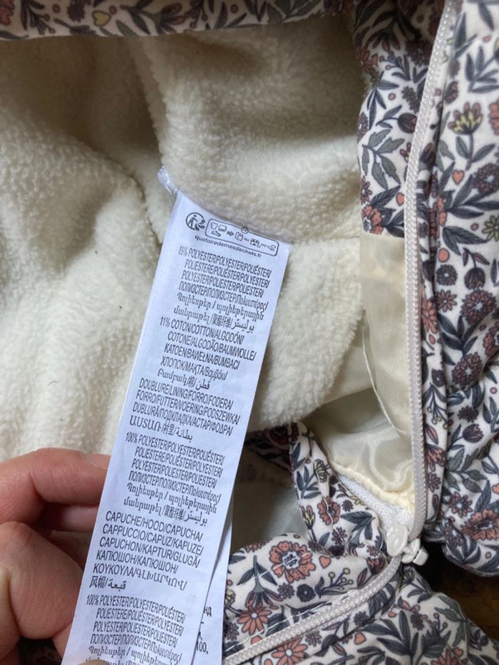 Combinaison pilote fleurs bébé hiver Kiabi - 1 mois - photo numéro 4