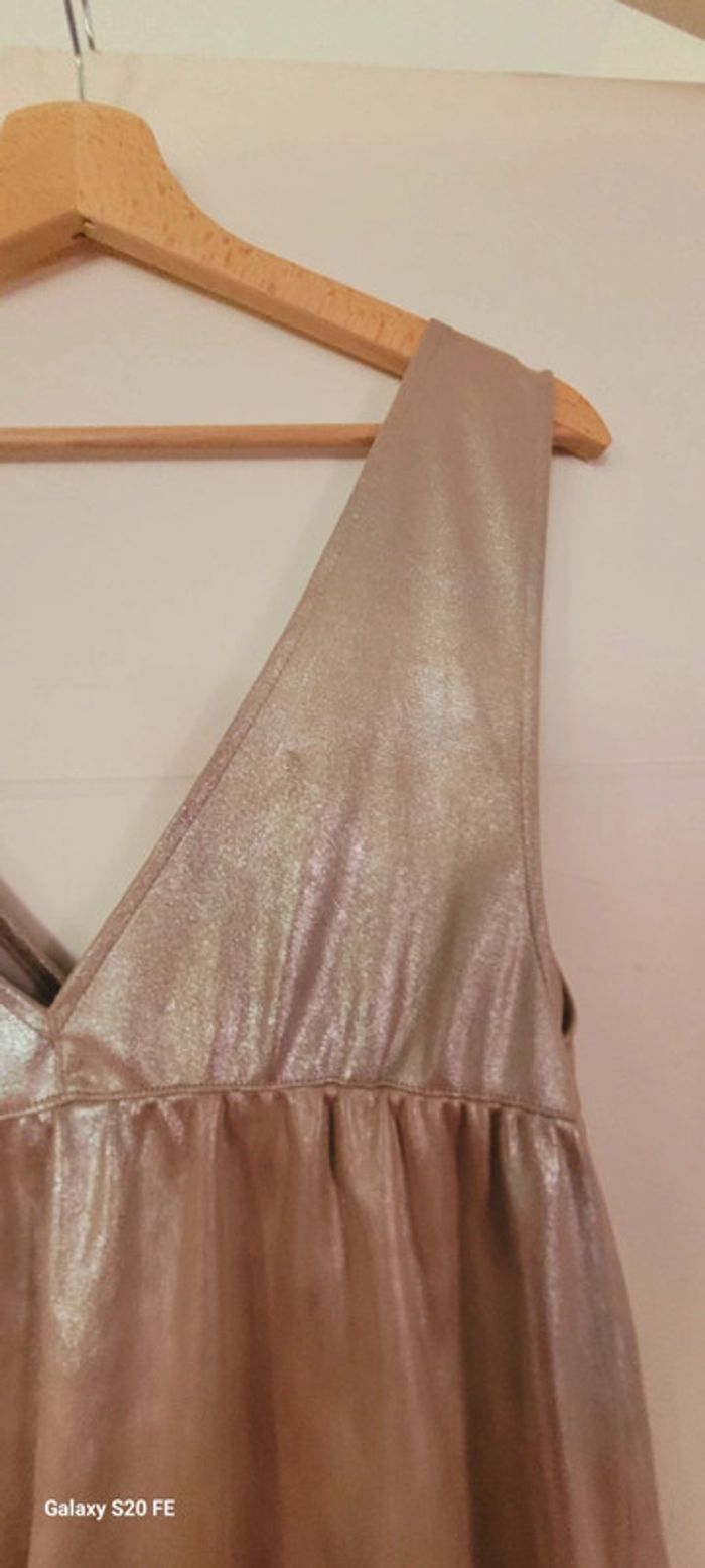 Robe dorée Zara col V devant et derrière taille M - photo numéro 6