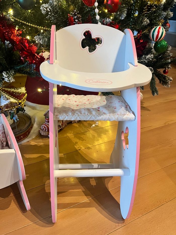 Ensemble mobilier pour poupée – Lit + Chaise haute – Marque Calinou - photo numéro 2