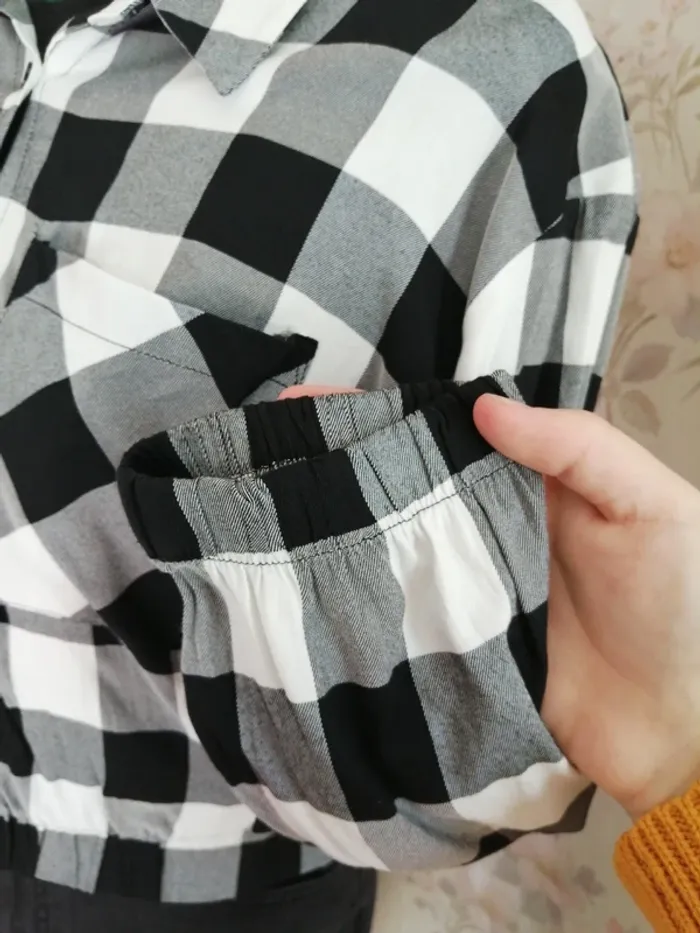 Chemise courte blanche et noire à carreaux manches 3/4 / tally weijl / (XL) - photo numéro 7