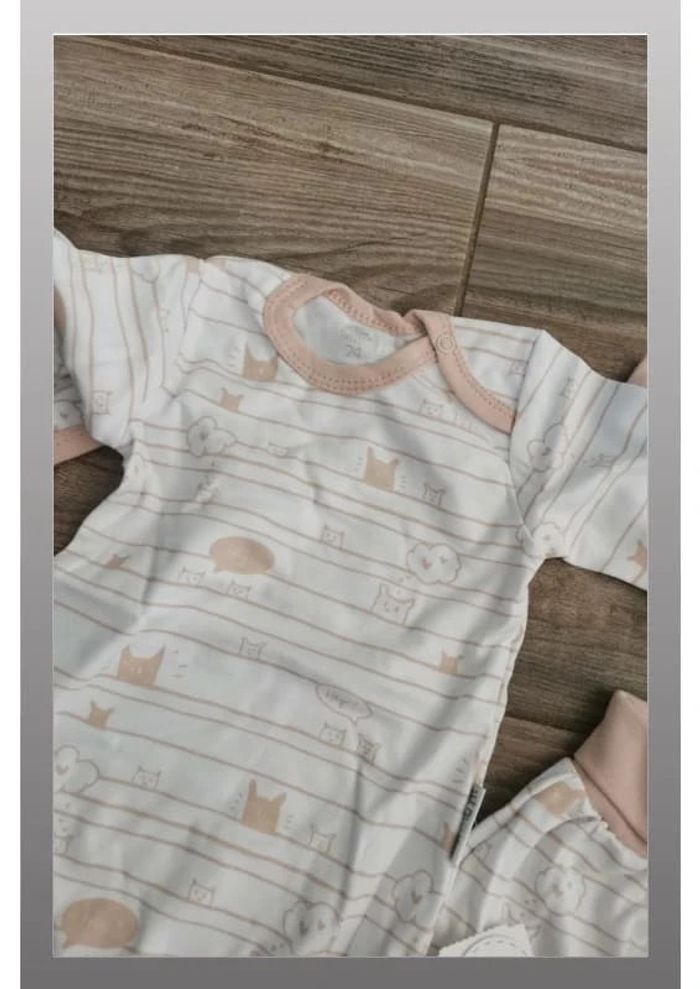 Ensemble 3 pièces body, pantalon et bonnet beige rosé Baby sweets Taille 74 - photo numéro 4