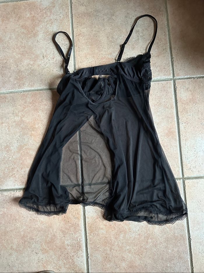 Nuisette dentelle et voile noire Orcanta Taille L - photo numéro 2