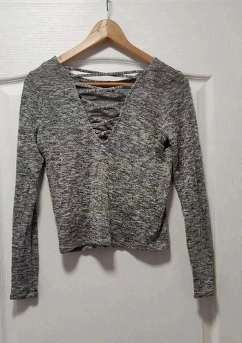 Pull court chiné gris ml croisé dos H&M - S