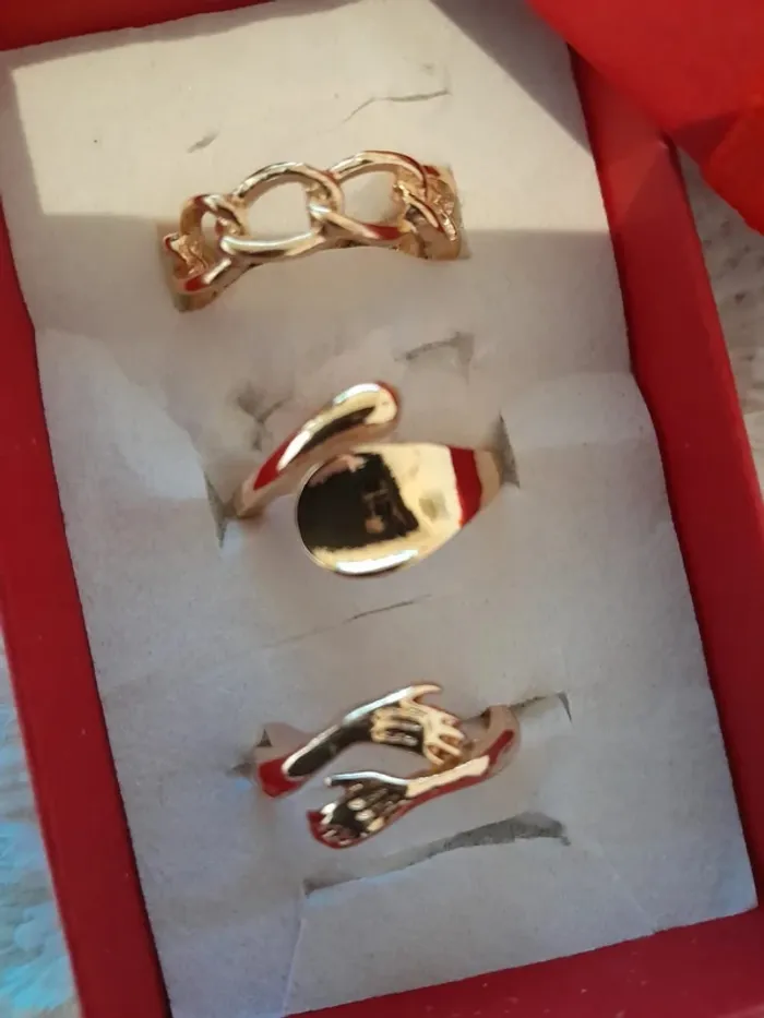 Lot de 3 bagues dorées, style Bohème, réglables - photo numéro 2