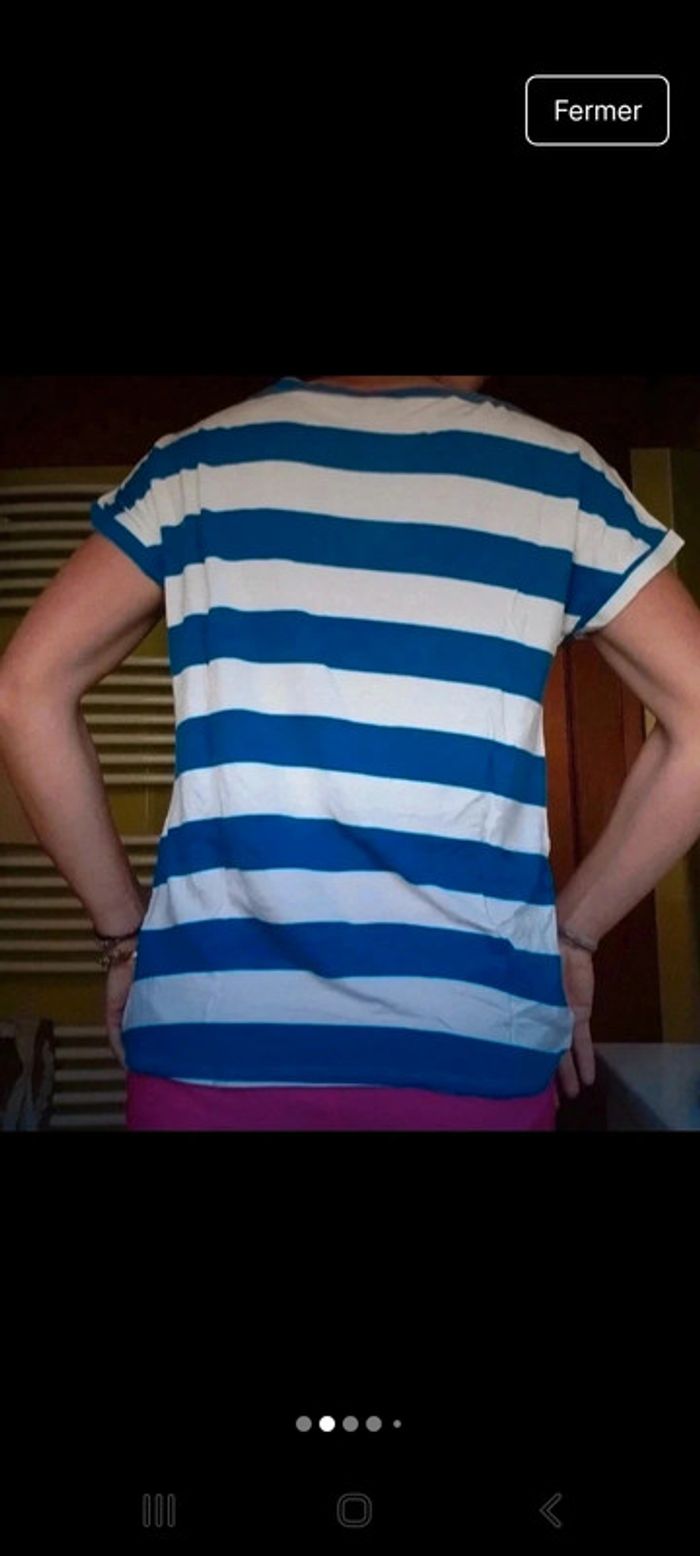 T-shirt femme Motif drapeaux américain bleu - photo numéro 2