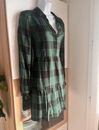 Robe mi saison carreaux et fils dorés