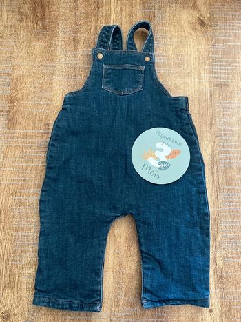 Salopette en jean bébé garçon 3 mois bout’chou