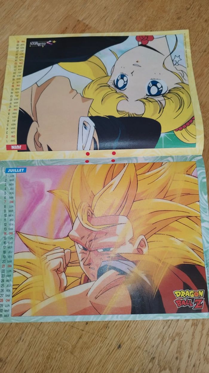 Calendrier Dragon Ball Sailor Moon Dorothée magazine vintage calendar - photo numéro 4