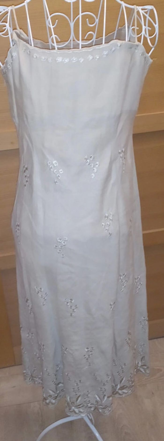 Ensemble robe et veste beige brodé René Derhy - photo numéro 4