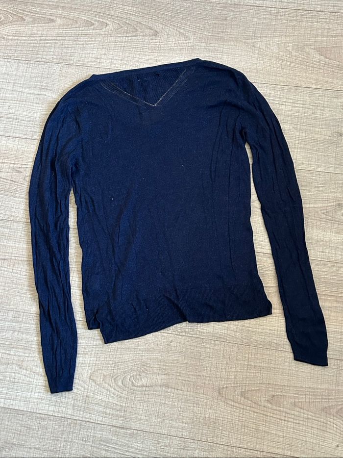 Pull bleu marine à manches longues LPB Woman taille M bon état - photo numéro 8