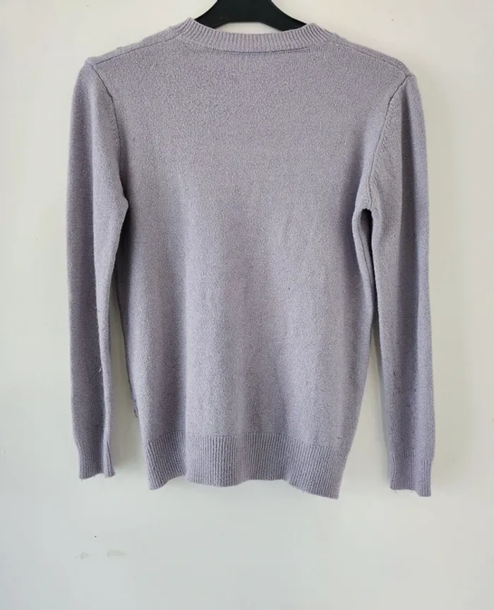 Pull femme lilas à motifs floraux en relief Taille S/M - photo numéro 2