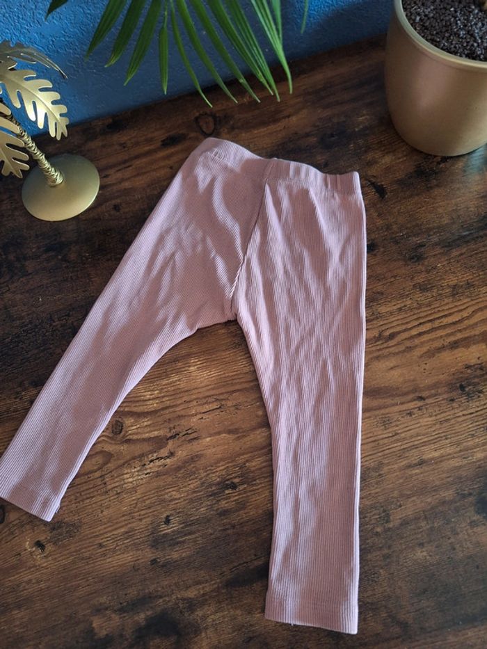 Leggings rose poudré côtelé - photo numéro 2
