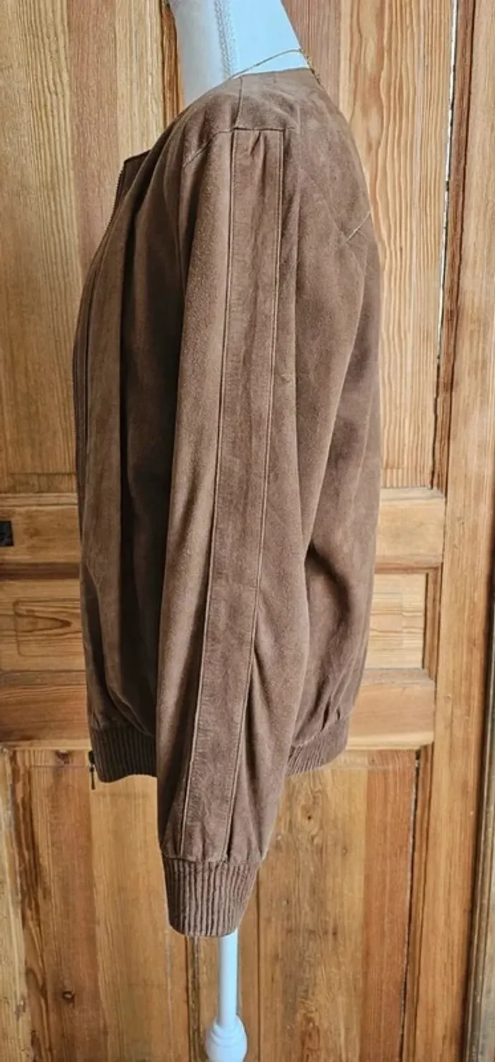 Blouson en daim marron 100% cuir - photo numéro 3