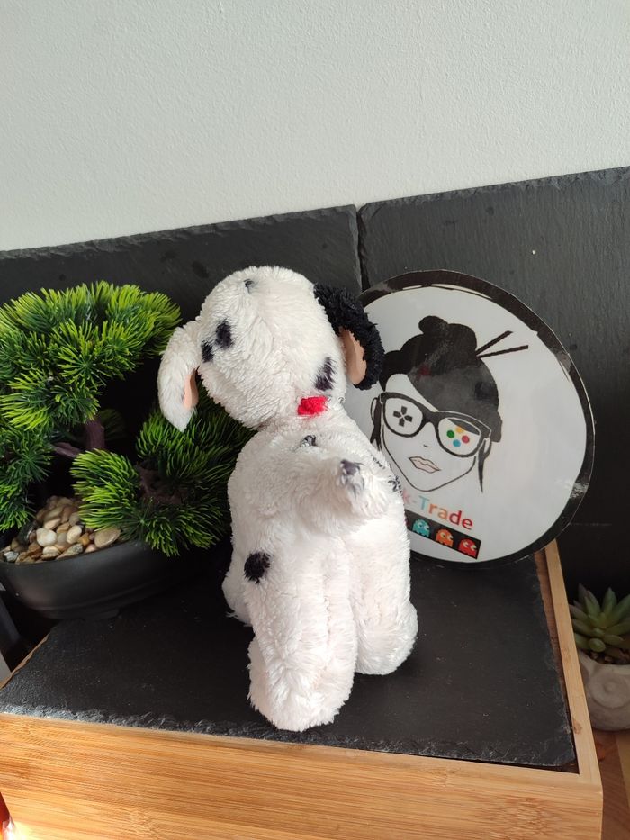 Peluche chien les 101 dalmatiens Disney blanc noir tâche collier rouge vintage - photo numéro 3