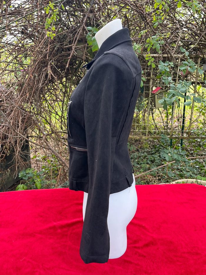 Blouson style perfecto noir T.M – effet daim, velours peau de pêche - photo numéro 2