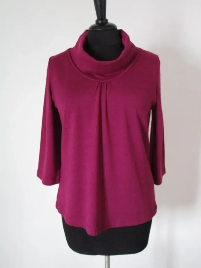 Pull prune col roulé manches 3/4 Jac Jac 38 NEUF