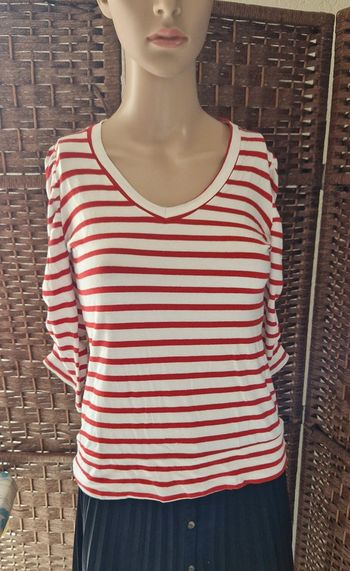 Petit haut femme rouge et blanc